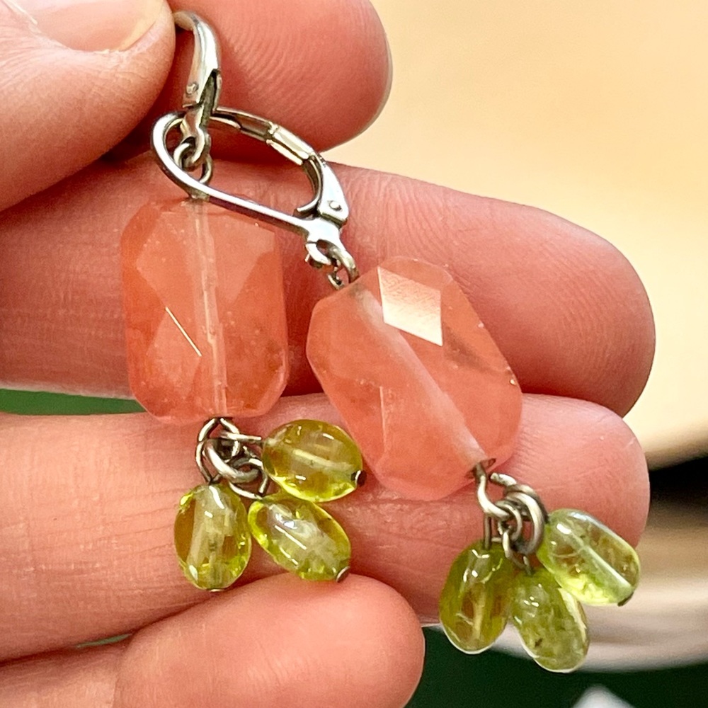 Gorgeous sterling, rose quartz and amethyst earrings! - Picture 3 of 5